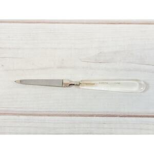 Vintage Metal Ornate Nail File With Clear Plastic Handle 7"